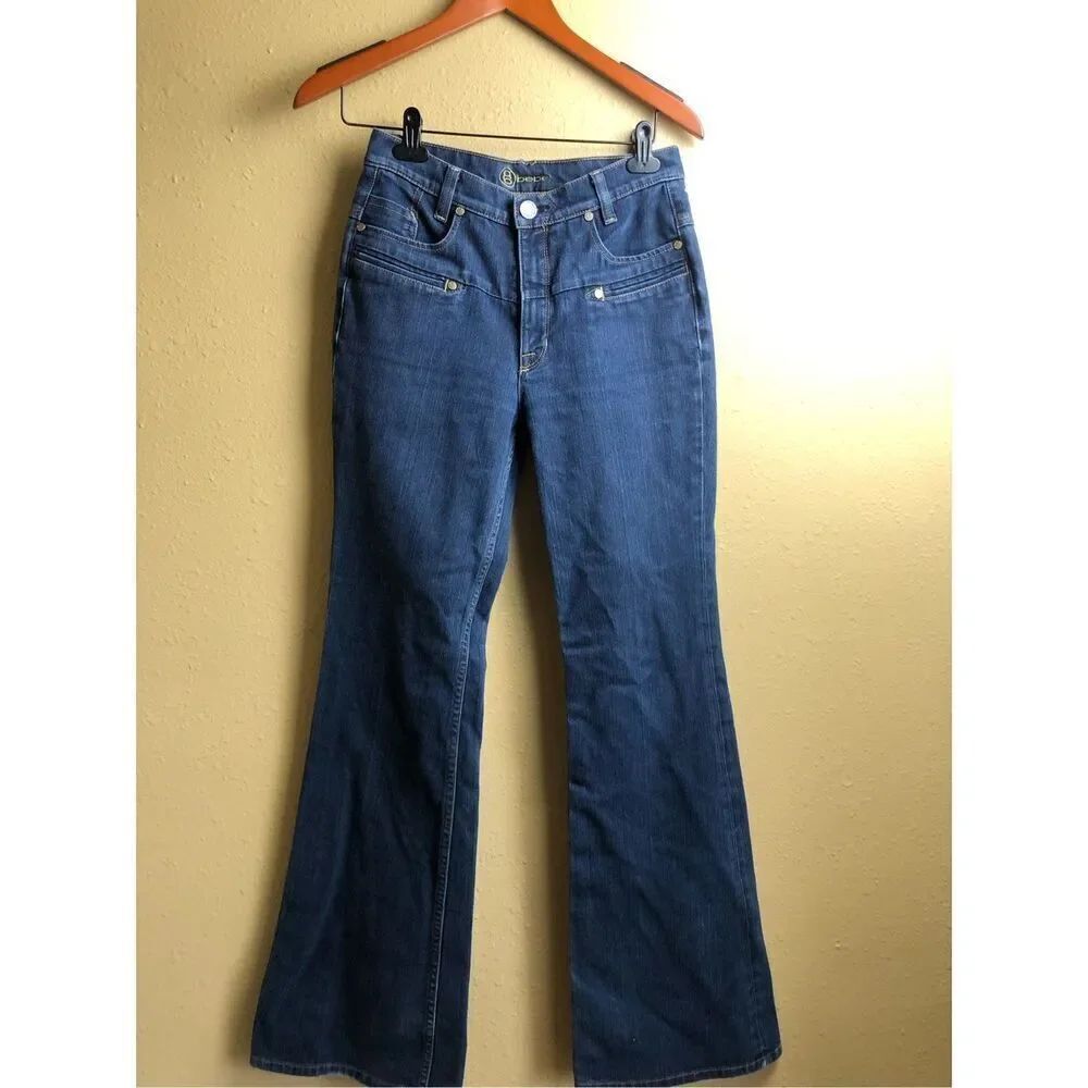 Bebe Flare Jeans Womens 28 Blue Stretch Denim High Waist USA - Picture 5 of 14